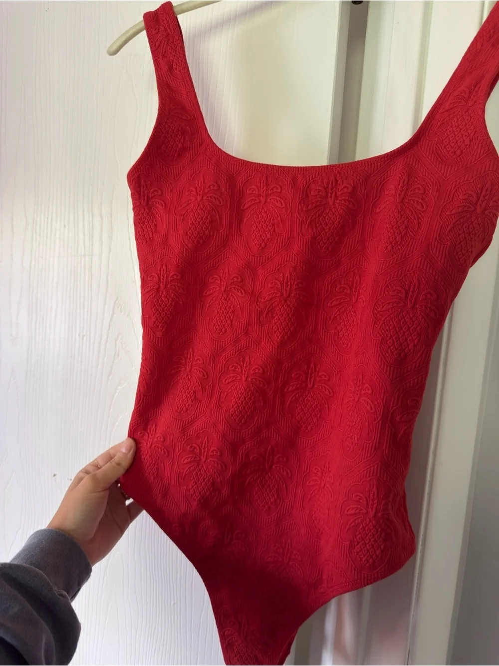 Farm Rio Matelasse Red One-Piece Swimsuit